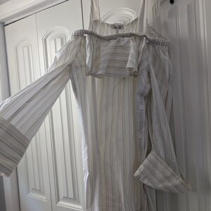 Chic Striped Off-Shoulder Dress in Yellow and White